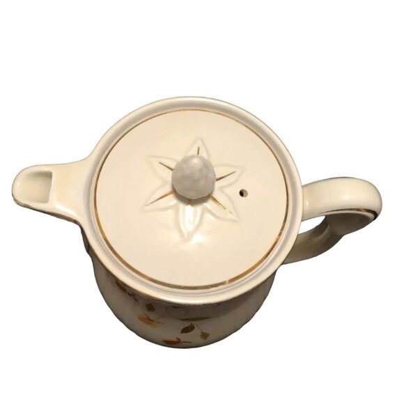Hall's Superior China Autumn Leaf Coffee Pot 1940s Mary Dunbar Gold Paint Englan - Picture 6 of 7